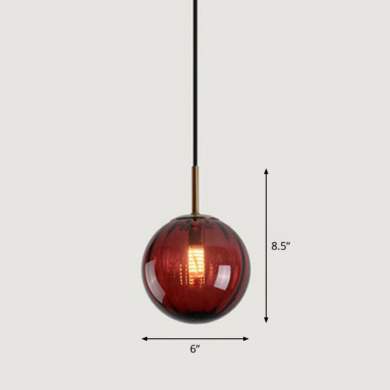 Multi-Color Glass Ball Pendulum Light Contemporary 1 Head Ceiling Pendant over Dining Table