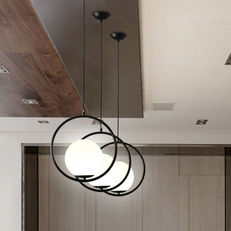 Ball Kitchen Down Lighting Pendant Milky Glass Single-Bulb Modern Hanging Ceiling Light