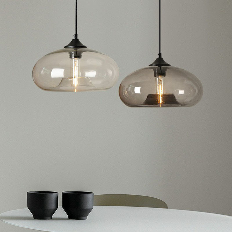 Moderne ellips suspensielamp glas 1 kop eettafel hanglamp in het zwart