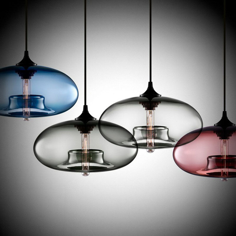 Moderne ellips suspensielamp glas 1 kop eettafel hanglamp in het zwart