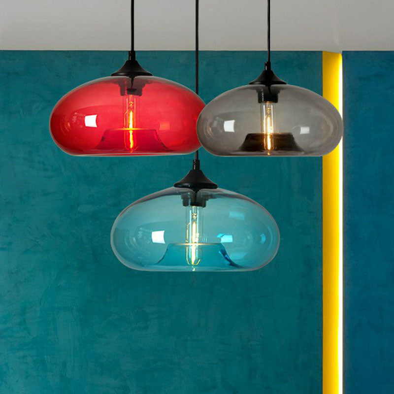 Moderne ellips suspensielamp glas 1 kop eettafel hanglamp in het zwart