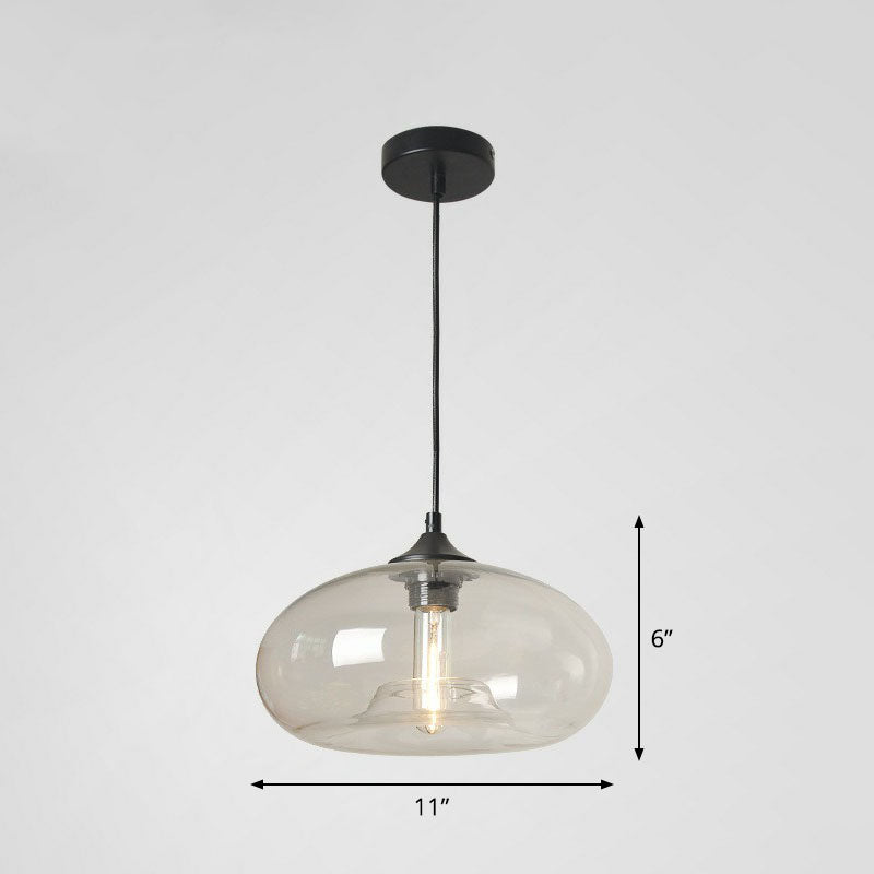 Moderne ellips suspensielamp glas 1 kop eettafel hanglamp in het zwart