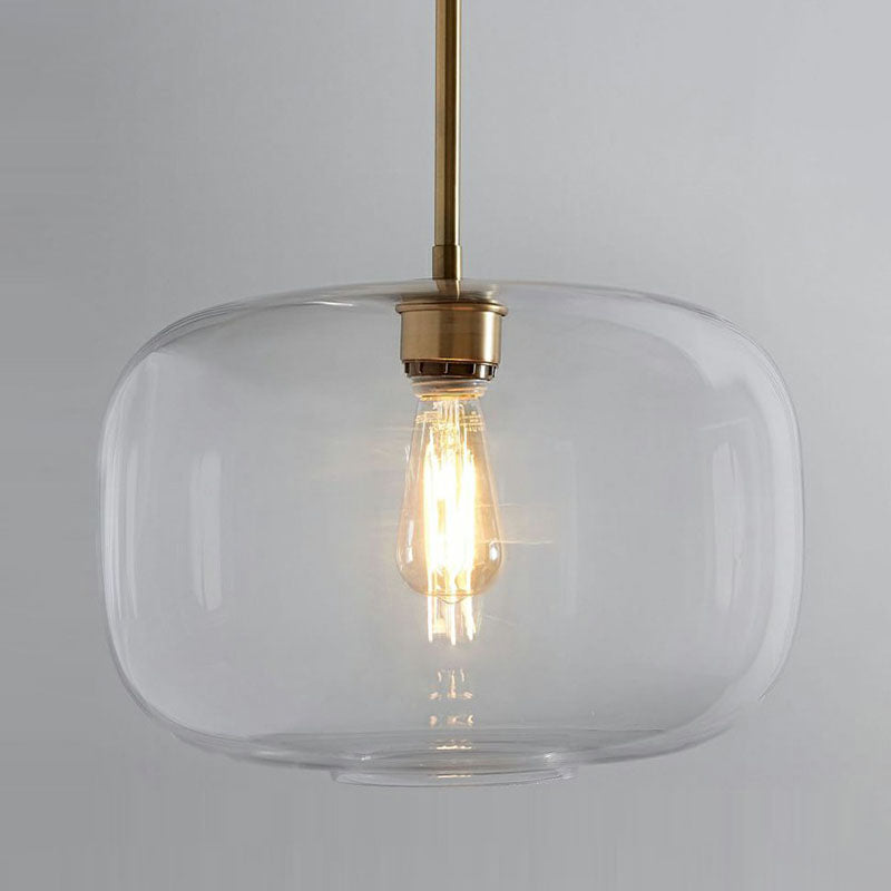 Clear Glass Mug Shaped Hanging Light Simplicity 1 Bulb Gold Finish Suspension Pendant Light