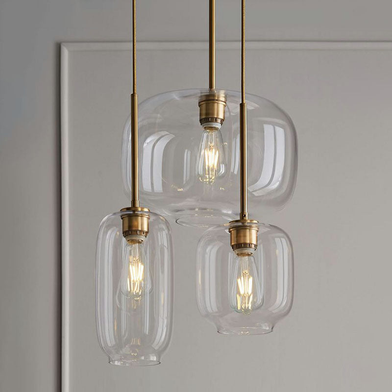 Clear Glass Mug Shaped Hanging Light Simplicity 1 Bulb Gold Finish Suspension Pendant Light