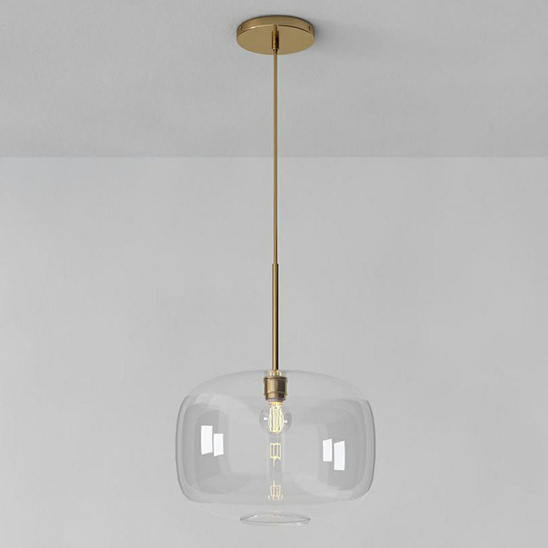 Clear Glass Mug Shaped Hanging Light Simplicity 1 Bulb Gold Finish Suspension Pendant Light