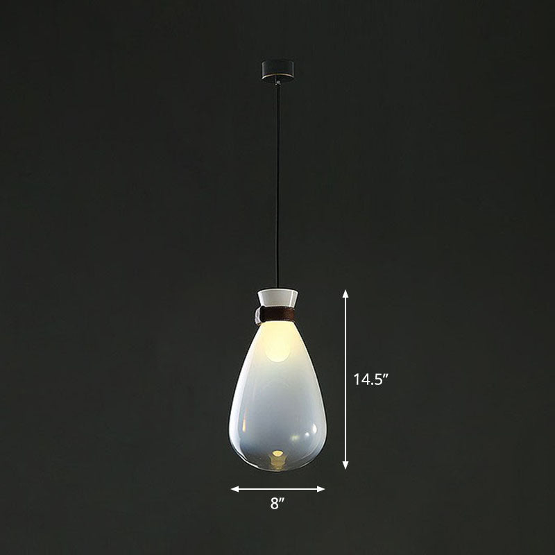 Regendruppel glas hangend licht minimalistisch 1-licht hangende verlichtingsarmatuur met lederen band