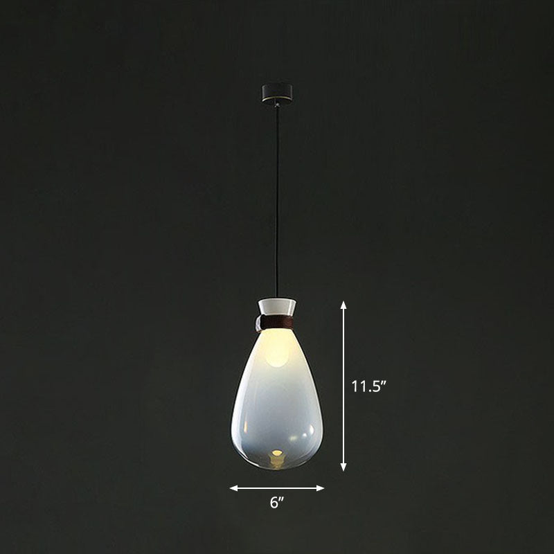 Regendruppel glas hangend licht minimalistisch 1-licht hangende verlichtingsarmatuur met lederen band
