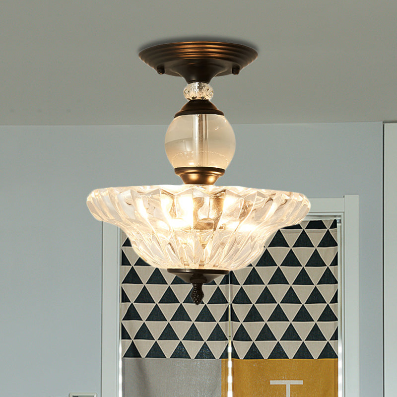 12 "/16" diámetro acampado semi flanpes de montura moderna 1 lámpara de techo ligera en negro/dorado con soportes de cristal