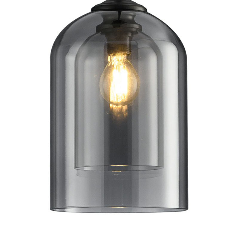 Inverted Cup Dining Room Pendant Light Dual-Glass 1-Light Postmodern Ceiling Hang Lamp