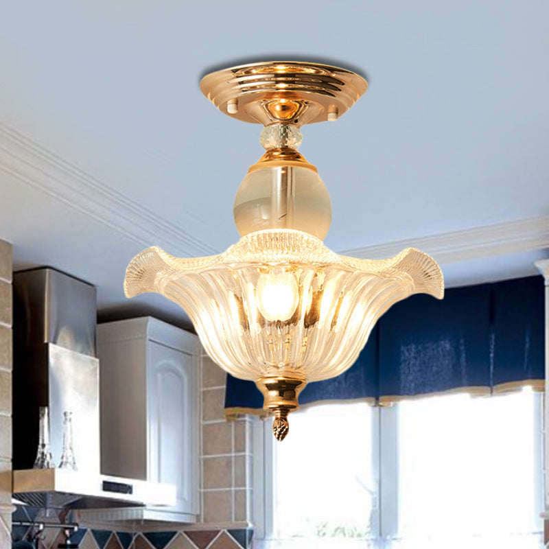 12 "/16" diámetro acampado semi flanpes de montura moderna 1 lámpara de techo ligera en negro/dorado con soportes de cristal