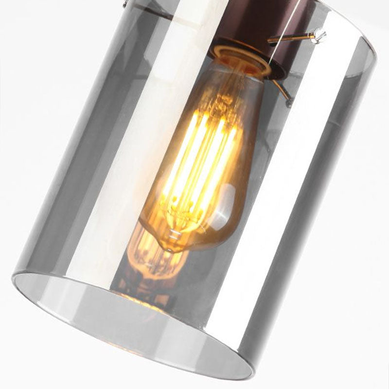 Rose Gold Bottle Shaped Pendant Postmodern Single Smoke Grey Glass Hanging Light Fixture