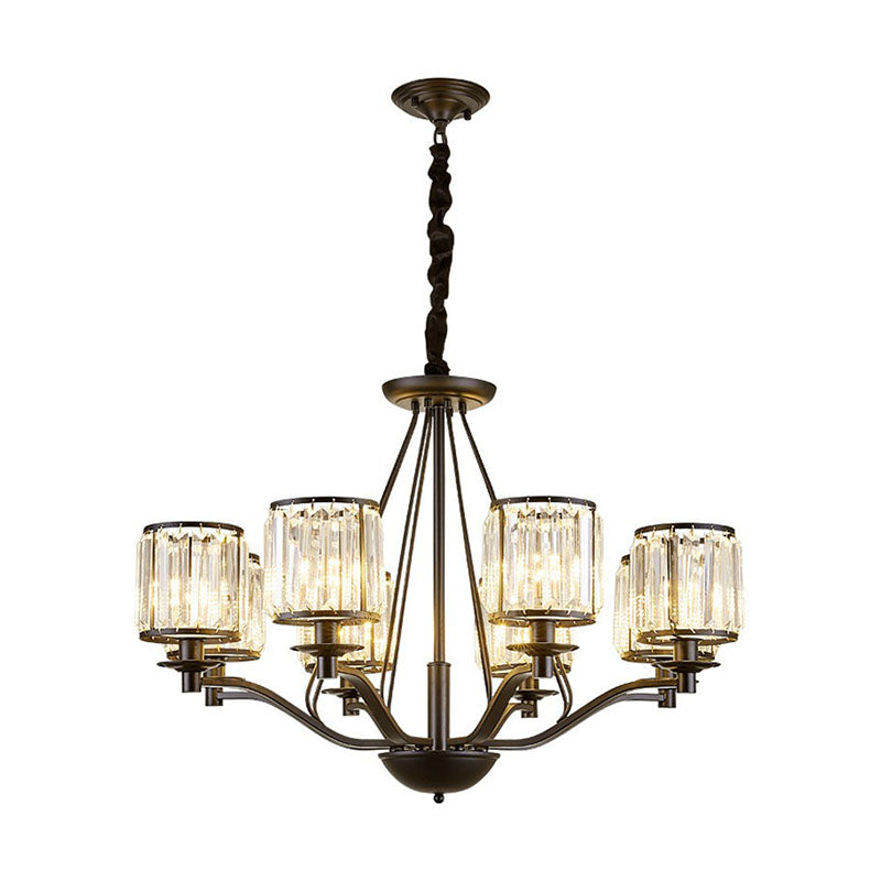 Lámpara de techo negro contemporáneo de la lámpara de dormitorio con sombra de cristal cilíndrica