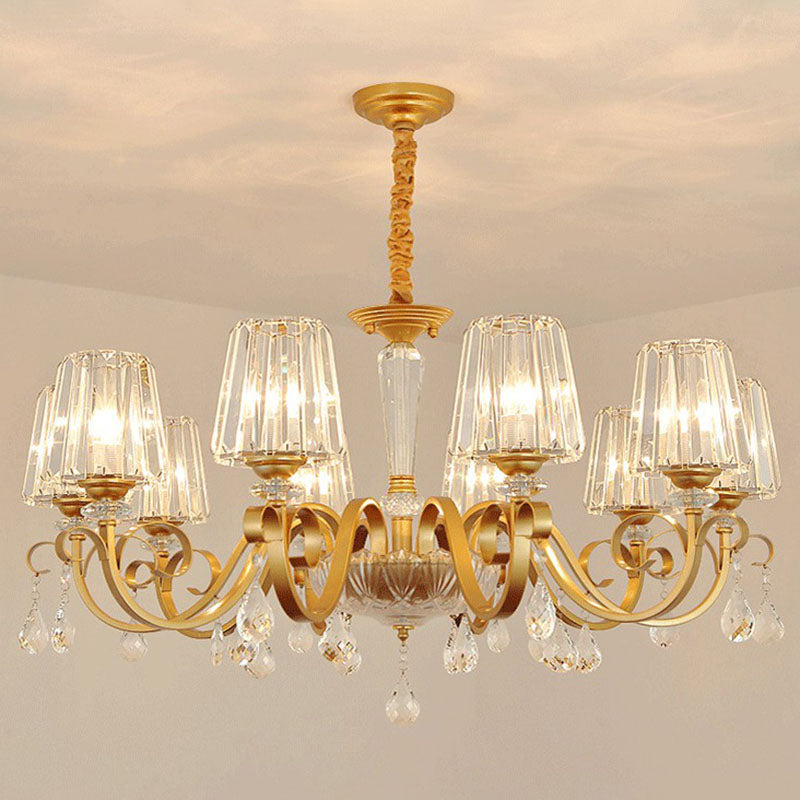 Lámpara de colgante de cono de cristal prismático Luz de lámpara de techo contemporánea con decoraciones de gotas