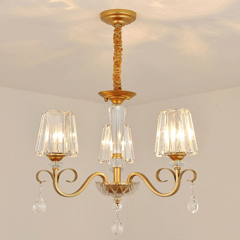 Lámpara de colgante de cono de cristal prismático Luz de lámpara de techo contemporánea con decoraciones de gotas