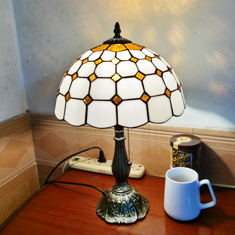 Einzeltisch Licht mediterraner Kuppel Buntglas Nachttisch -Beleuchtung für Bett