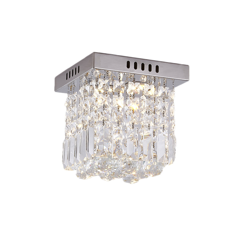 8"/16" W Chrome Cubic/Cuboid Flush Mount Modern Crystal Bedroom LED Flush Ceiling Light Fixture