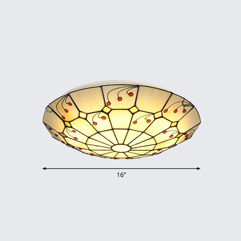 Luminaire de plafond encastré classique en verre Tiffany à motifs de grille