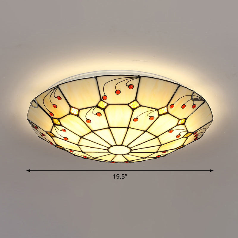 Luminaire de plafond encastré classique en verre Tiffany à motifs de grille