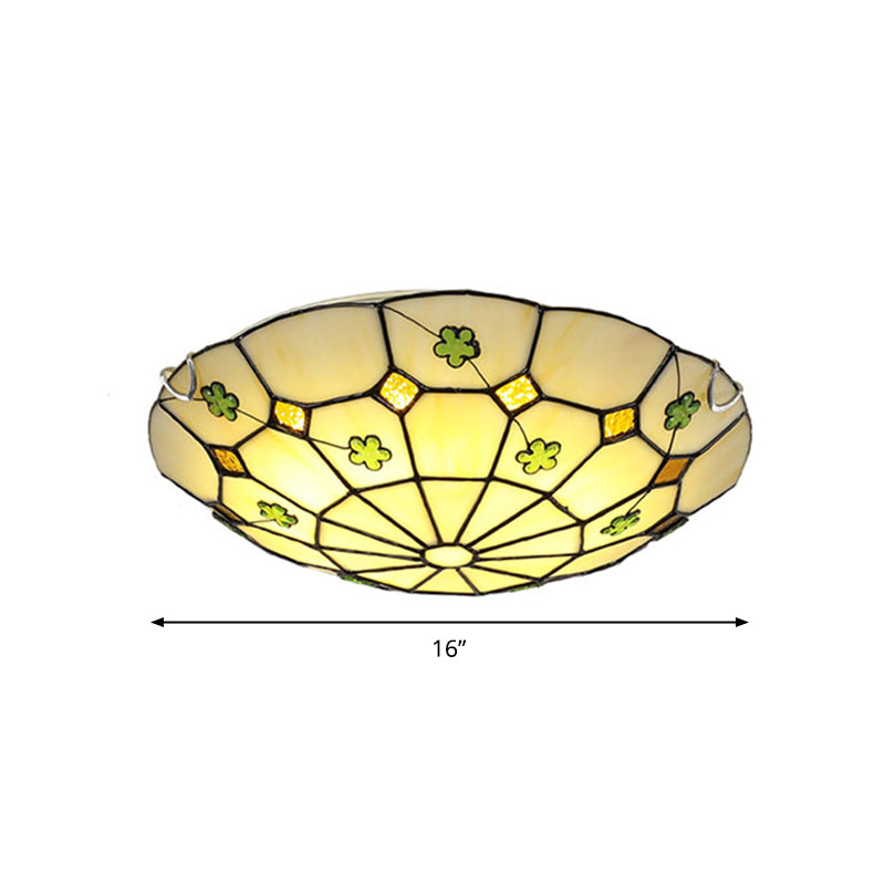 Luminaire de plafond encastré classique en verre Tiffany à motifs de grille
