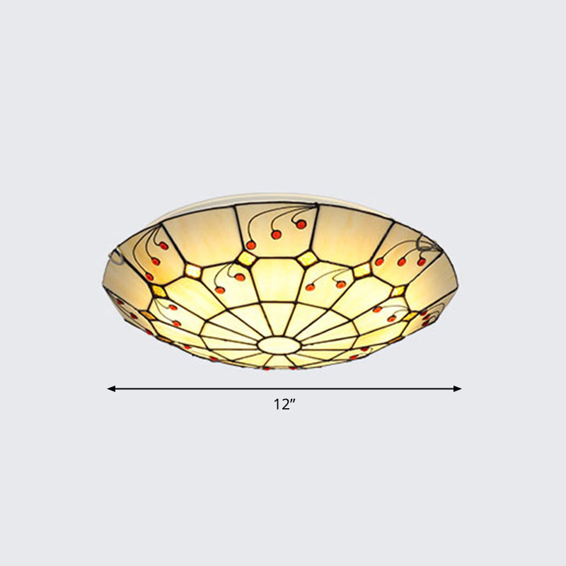 Luminaire de plafond encastré classique en verre Tiffany à motifs de grille