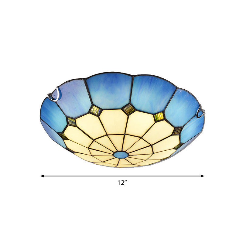 Luminaire de plafond encastré classique en verre Tiffany à motifs de grille