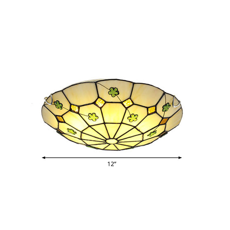 Luminaire de plafond encastré classique en verre Tiffany à motifs de grille