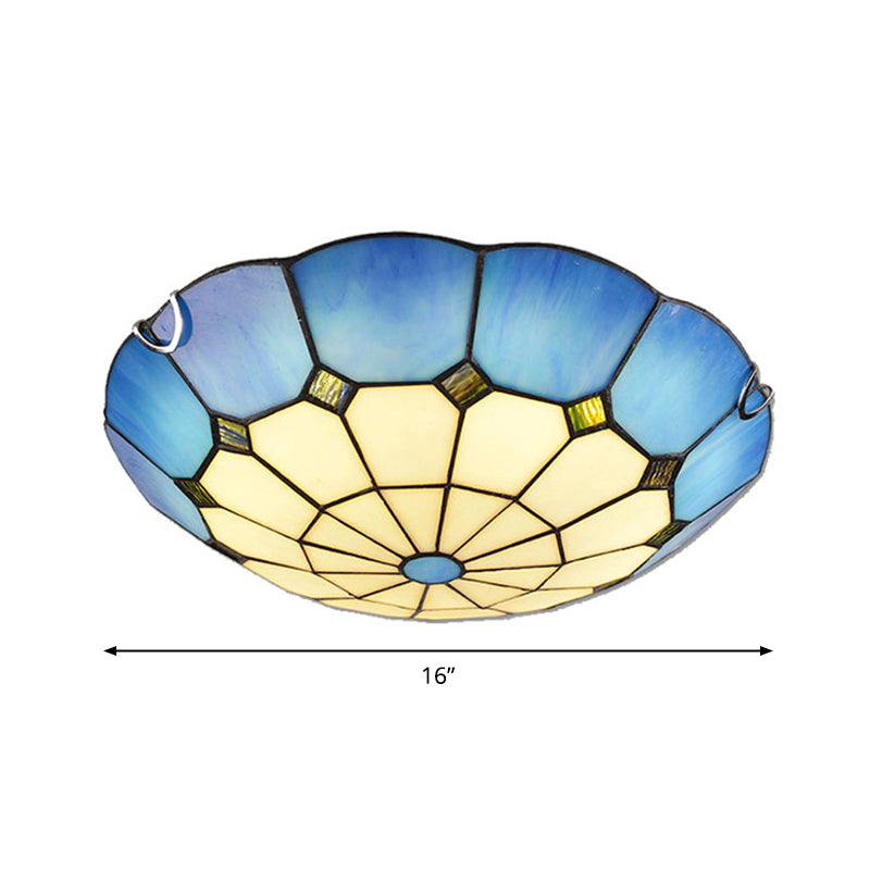 Luminaire de plafond encastré classique en verre Tiffany à motifs de grille