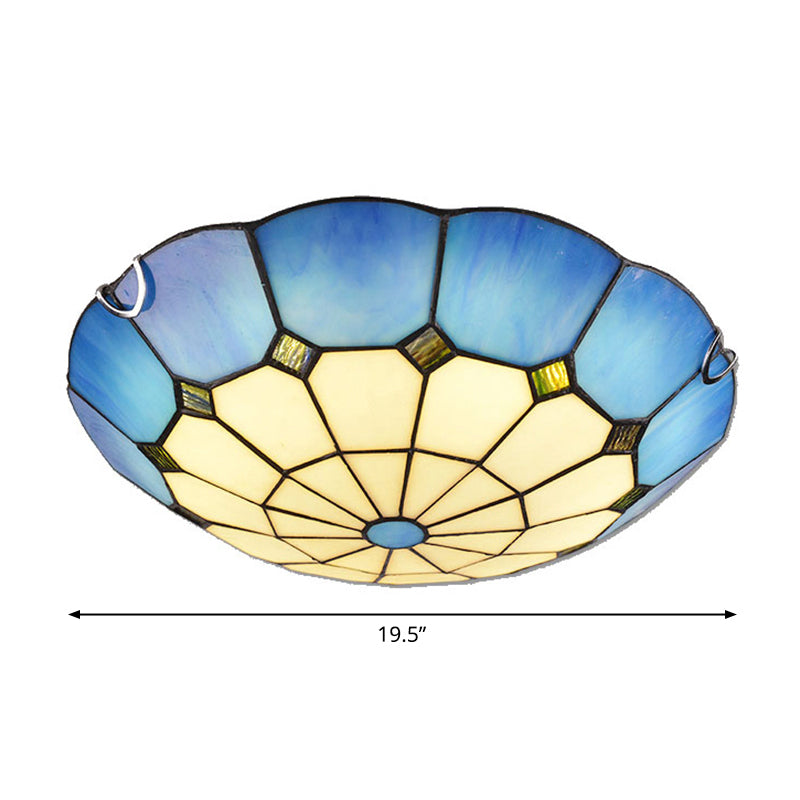 Luminaire de plafond encastré classique en verre Tiffany à motifs de grille