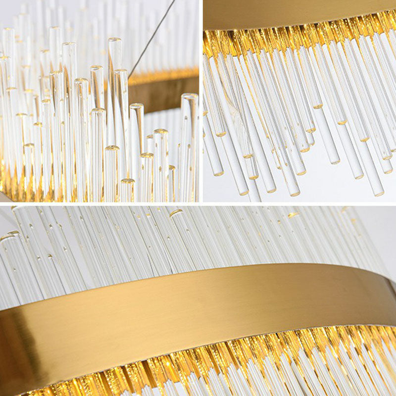 Kreis Kristallstab LED -Deckenbeleuchtung moderne goldene Kronleuchterleuchte für Wohnzimmer