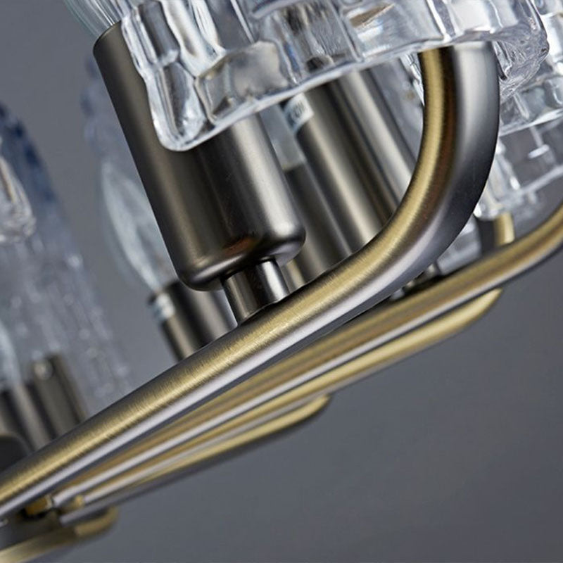 Peacock Feather Dining Room Ceiling Lighting Clear Crystal 12 Heads Modern Chandelier Light in Blue