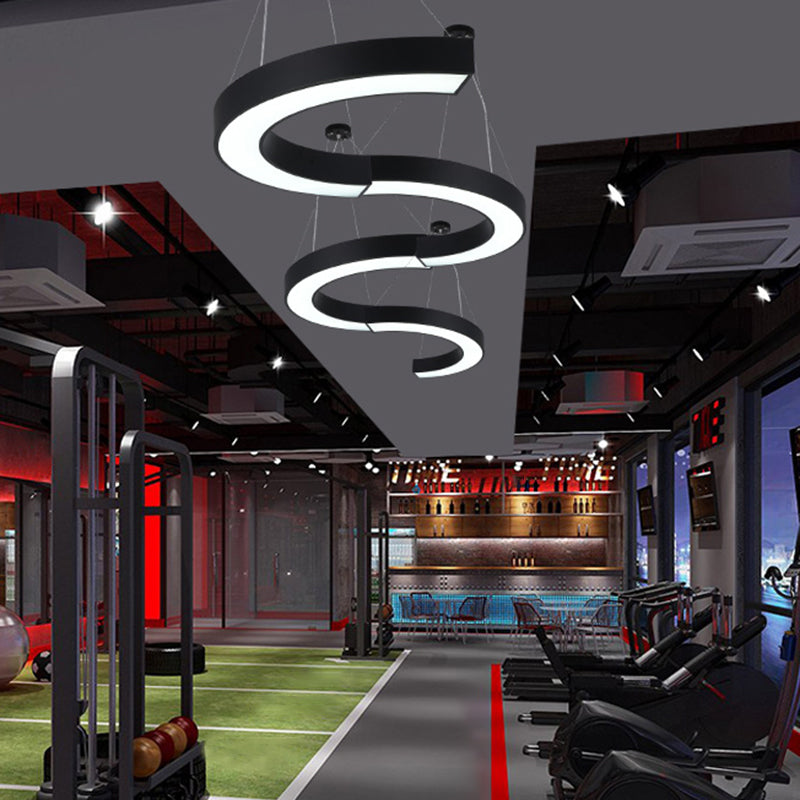 Curva acrílico led colgante iluminación lámpara de lámpara moderna para gimnasio