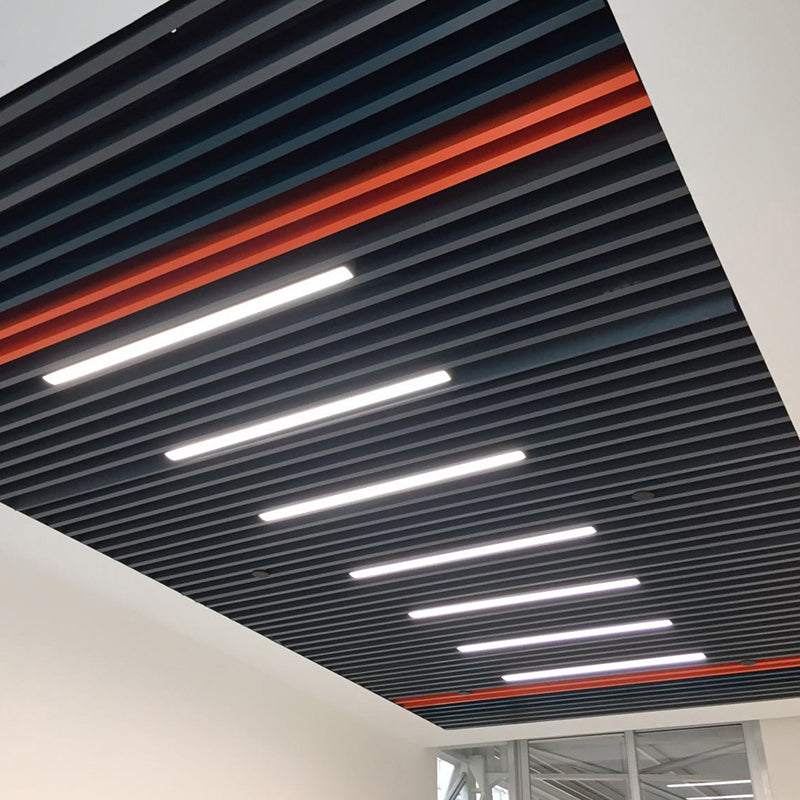 Plafonnier LED en forme de tige en aluminium, finition argentée moderne, luminaire de plafond pour le bureau