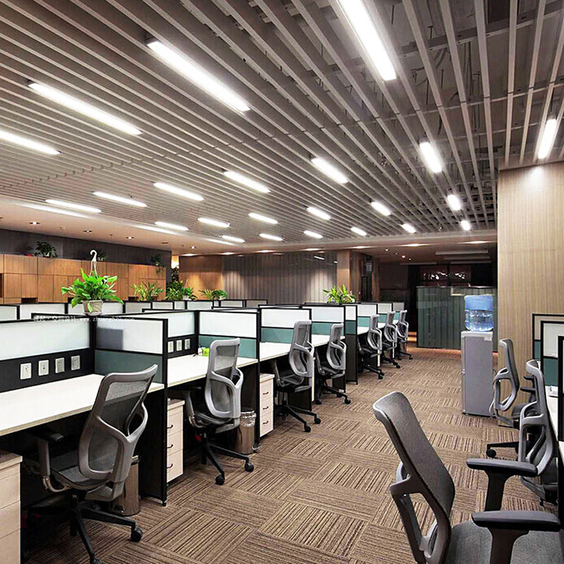 Plafonnier LED en forme de tige en aluminium, finition argentée moderne, luminaire de plafond pour le bureau