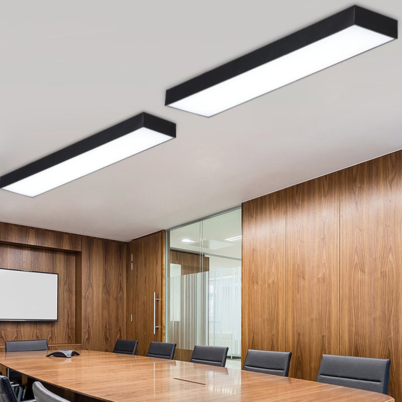 Simplicity Rectangle Flush Ceiling Light Metal Office LED Flush Mount Fixture in Black