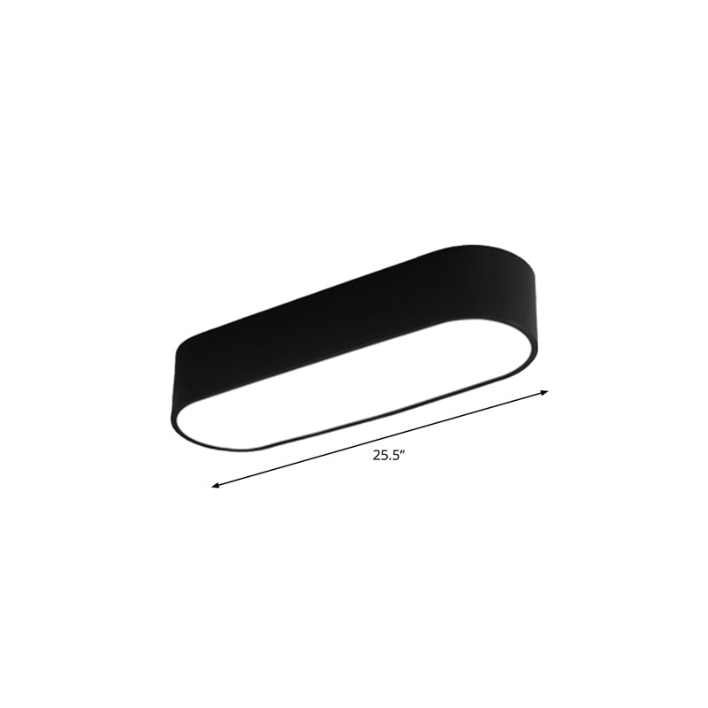 Lampada da soffitto a LED ovale metallica Lampada da incasso con finitura nera semplice per corridoio