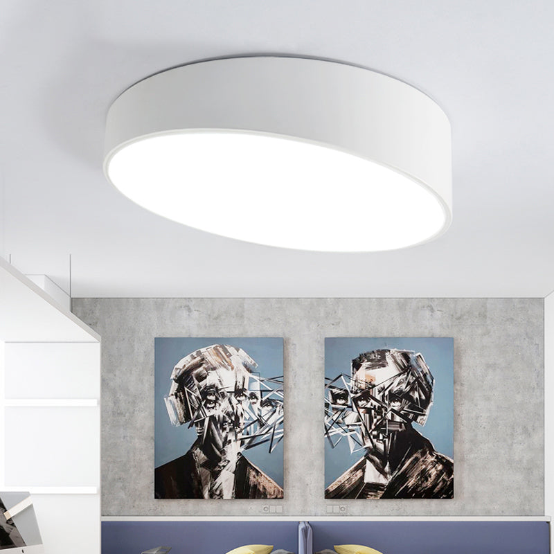Oblique LED Flush Ceiling Light Nordic Metal Bedroom Flush Light Fixture with Round Acrylic Shade