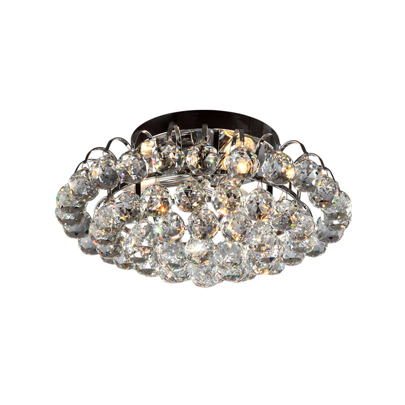 Konische Schlafzimmer-Unterputzlampe, moderne Kristallleuchte, 3 Lichter, schwarze Deckenleuchte