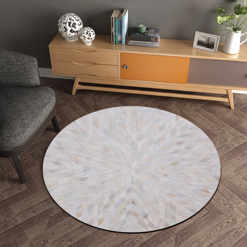 Multicolor Wood Look Geometric Rug Cowhide Modern Rug Stain Resistant Non-Slip Backing Rug for Home