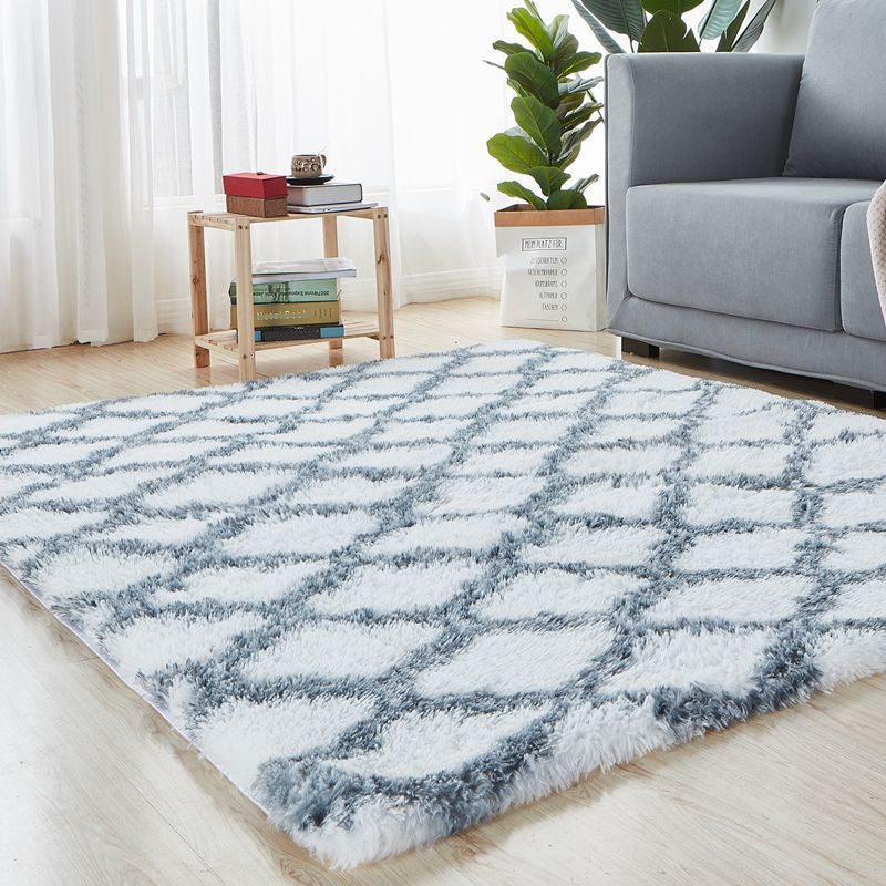 Comfortabele trellis print tapijt tapijt multolor eigentijds tapijt faux wol machine wasbaar anti-slip achterste huisdiervriendelijk kleed voor kamer