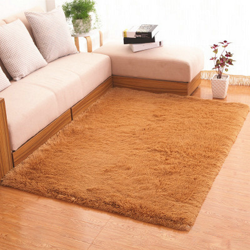 Multicolor Living Room Rug Casual Plain Rug Faux Wool Stain Resistant Non-Slip Backing Pet Friendly Rug