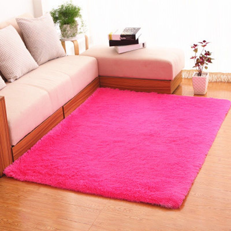 Multicolor Living Room Rug Casual Plain Rug Faux Wool Stain Resistant Non-Slip Backing Pet Friendly Rug