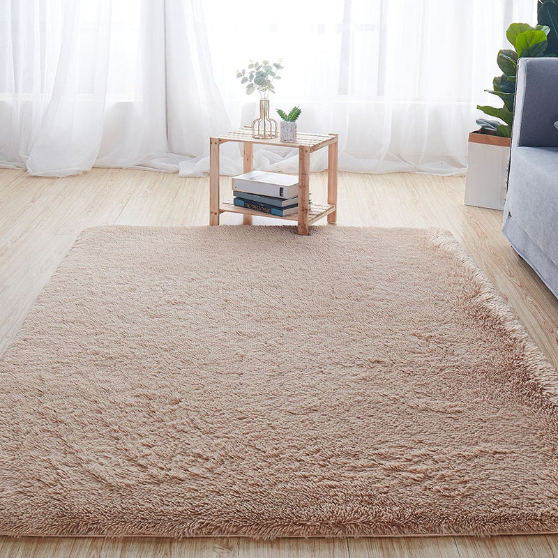 Comfort Solid Color Rug Multi-Color Scandinavian Carpet Plush Stain Resistant Anti-Slip Backing Machine Washable Rug for Home