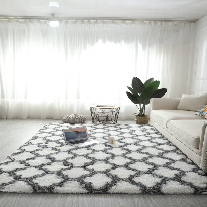 Relaxing Geometry Rug Multi Colored Modern Rug Shaggy Machine Washable Stain Resistant Non-Slip Backing Rug for Home