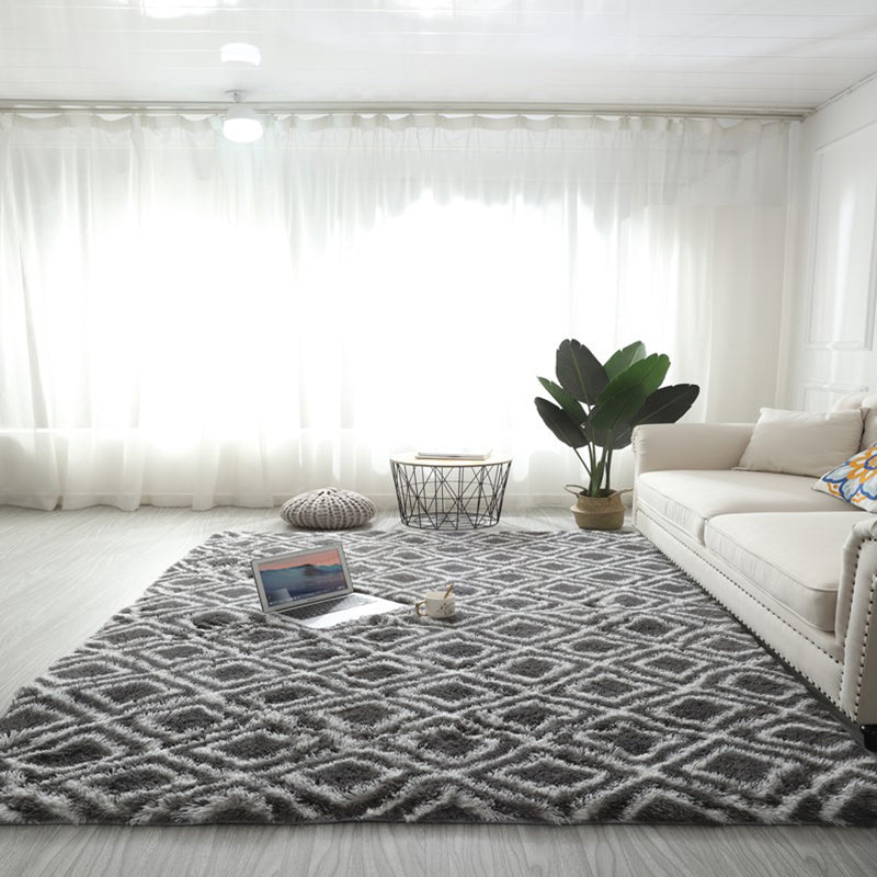 Relaxing Geometry Rug Multi Colored Modern Rug Shaggy Machine Washable Stain Resistant Non-Slip Backing Rug for Home