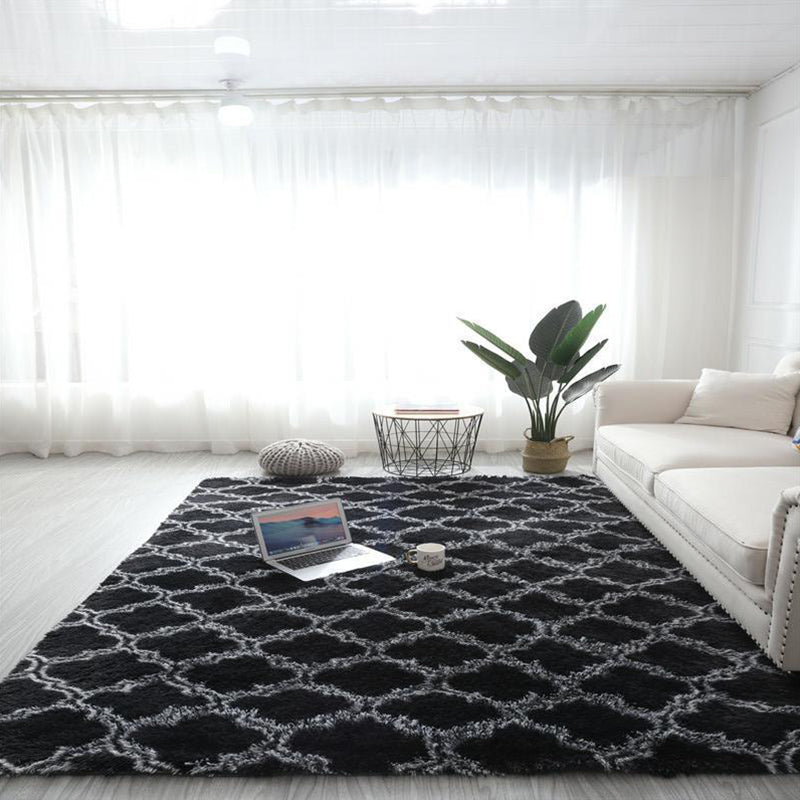 Relaxing Geometry Rug Multi Colored Modern Rug Shaggy Machine Washable Stain Resistant Non-Slip Backing Rug for Home