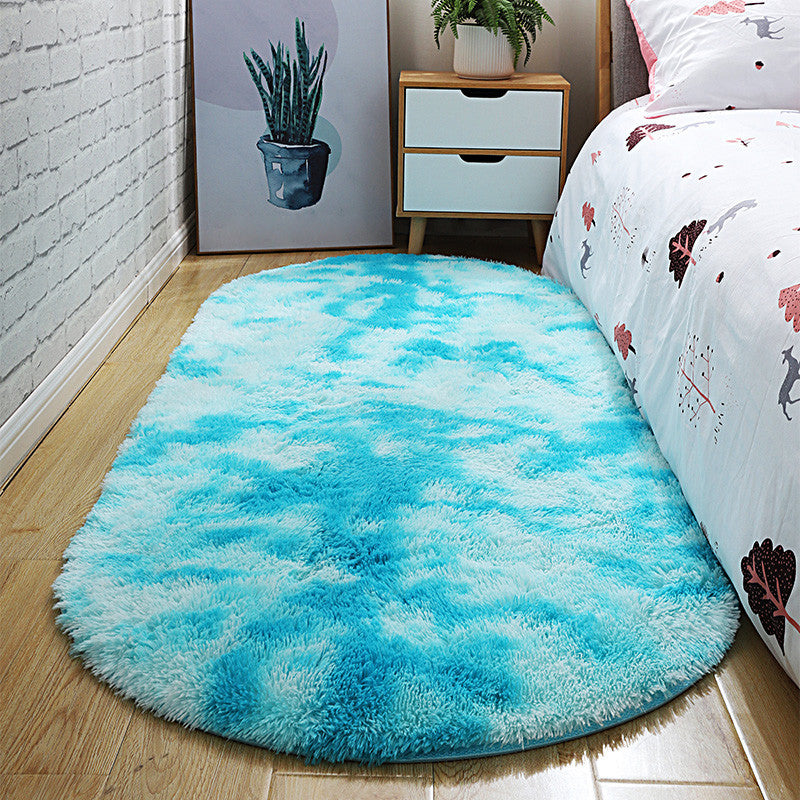 Casual Tie-Dye Rug Multi-Color Plush Carpet Machine Washable Anti-Slip Stain Resistant Rug for Bedroom