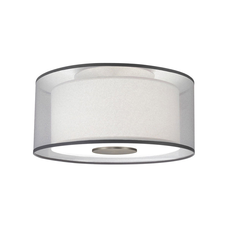 4 Lights Drum Flush Mount Lamp Classical White Fabric Ceiling Light Fixture, 16"/19.5”/23.5" Wide