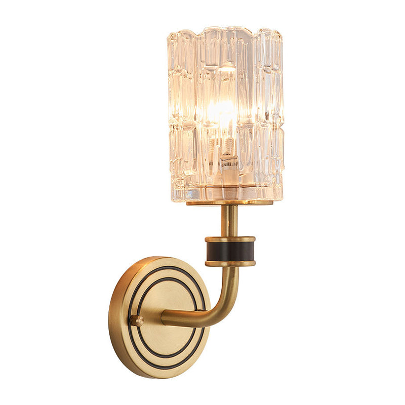 Crystal Cilindro SCONCE SCONCE RETRO 1 Lampada di pannelli in ottone leggero per soggiorno