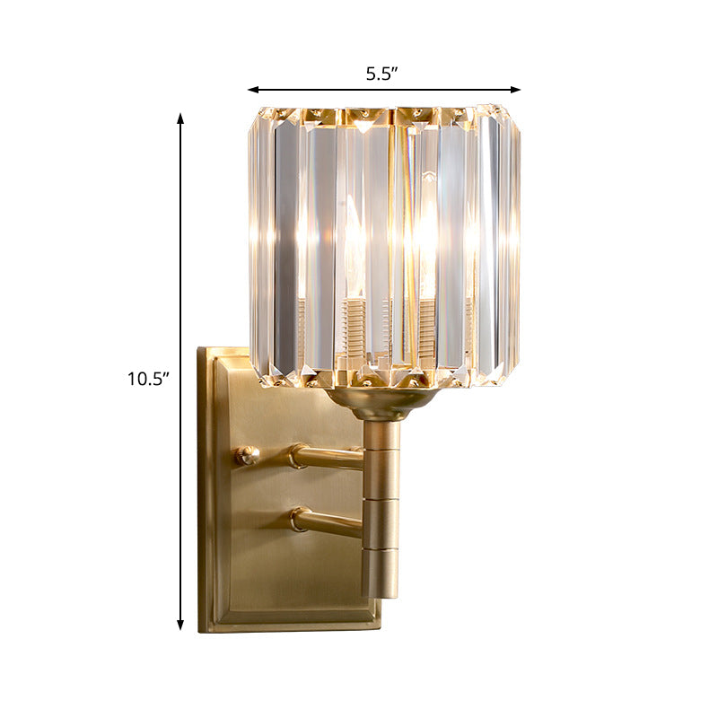 Brass Prismatic Sconce Light Wall Contemporary 1 Light Crystal Wall Montated Lighting per camera da letto