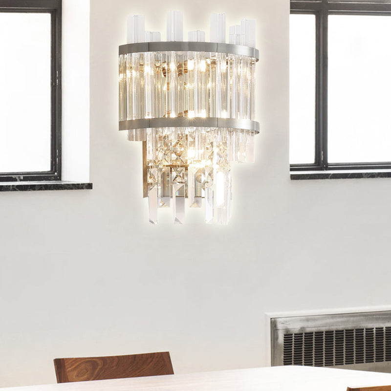 Brass/Chrome Tierd Sconce Light Wall Contemporary 3 Lights Crystal Wall Monted Lighting per sala da pranzo
